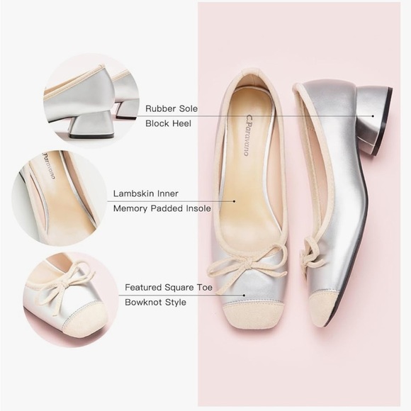 C.Paravano Women's Pump | Square Toe Low Block Heels Closed Toe Chunky Heels 🆕 - Picture 4 of 9